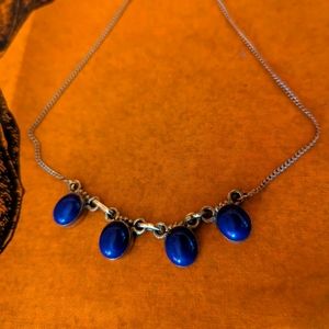 Lapis Lazuli Silver Hook Clasp Necklace Unique
